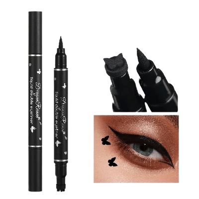 Double Head Waterproof Liquid Eyeliner with Stamp Shapes