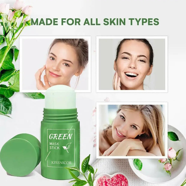 Face Clean Mask Green Tea Cleansing Stick Mask Smear 40g Pores Acne Moisturizing Mask Film Deep Blackhead Remover Cleansing