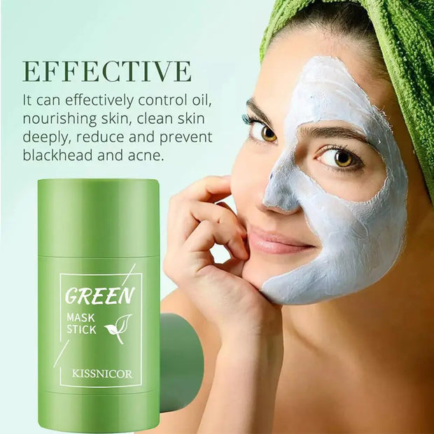 Face Clean Mask Green Tea Cleansing Stick Mask Smear 40g Pores Acne Moisturizing Mask Film Deep Blackhead Remover Cleansing